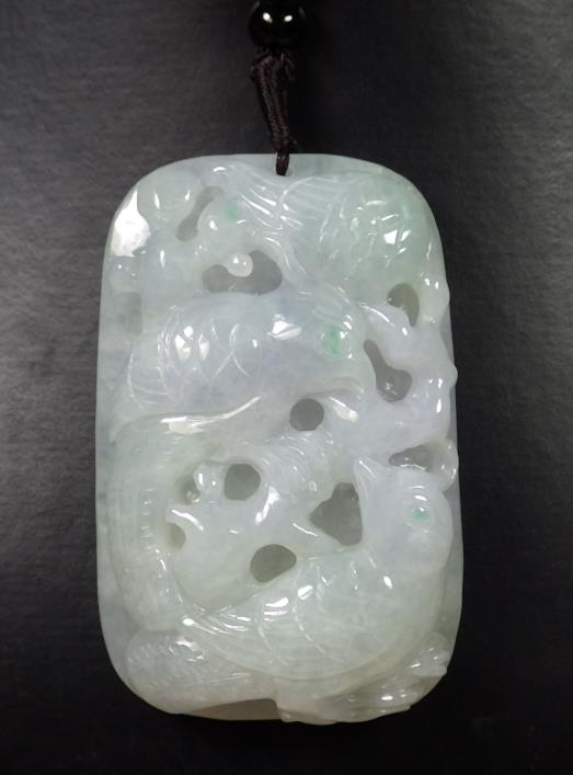 Certified Hand Carved Icy Green Natural Myanmar Burma Grade A Jade Jadeite Twin Phoenix Bird Pendant Necklace