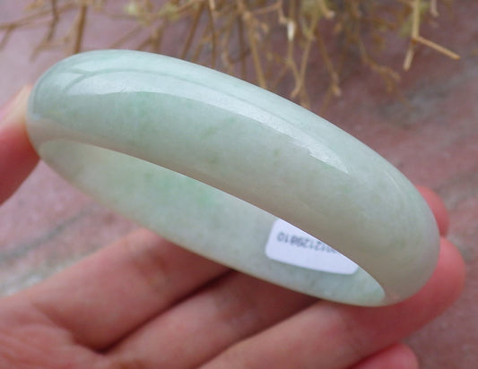 Certified Hand Carved Green 100% Natural Myanmar Burma A JADE Jadeite Goose Egg Oval Bangle Bracelet 55 mm X 50 mm
