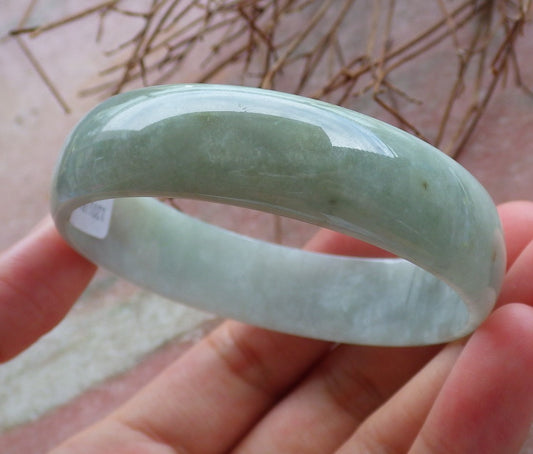 Certified Hand Carved Green Natural Myanmar Burma A JADE Circle Jadeite Bangle Bracelet 53mm