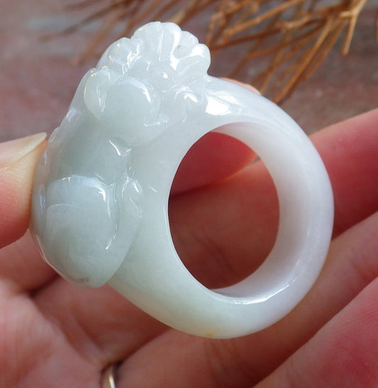 Certified Hand Carved Green Natural Myanmar Burma Grade A JADE Jadeite Dragon Pi Xiu Ring US 9.75