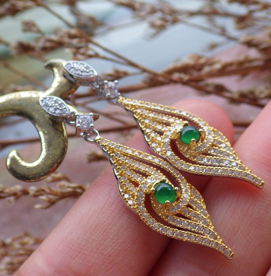 Certified Sterling Silver 925 100% Natural Myanmar Burma Hand Carved Grade A Jade Jadeite Dangle Earring Earrings