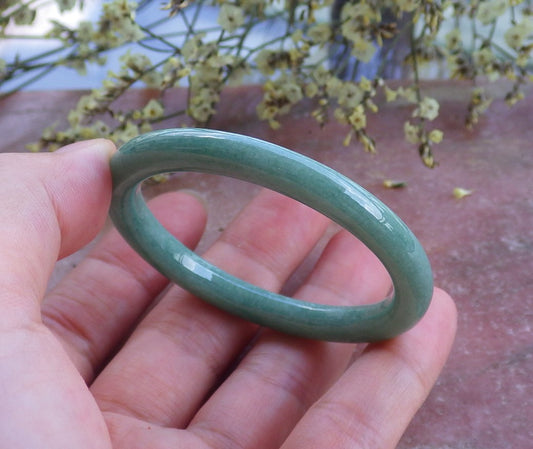 Certified Hand Carved Natural Myanmar Burma A JADE Jadeite Lucky Baby Amulet Bangle Bracelet 43mm