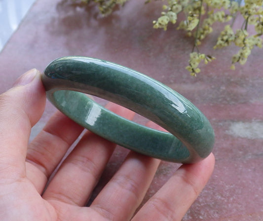 Certified Hand Carved Green Natural Myanmar Burma Grade A JADE Jadeite Bangle Bracelet 56mm