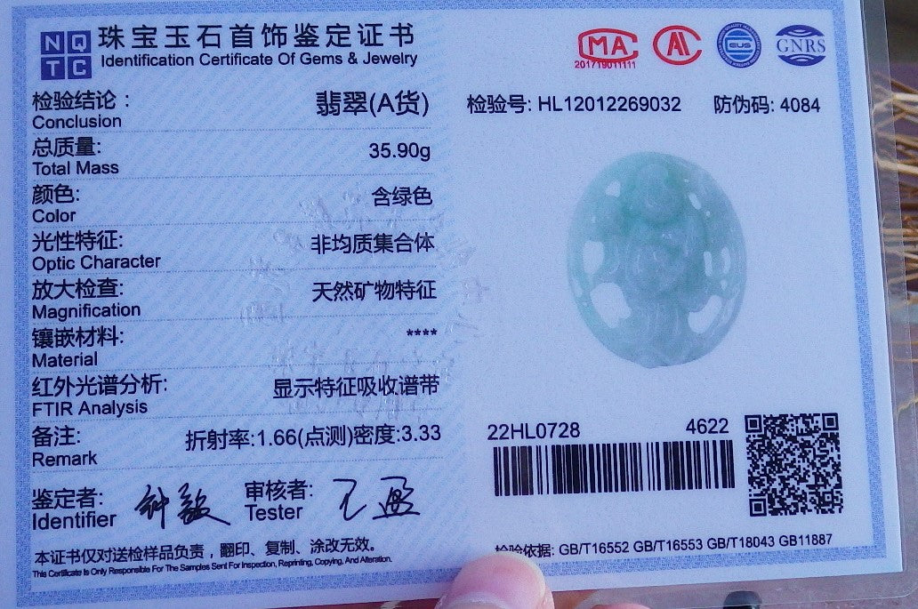 Certified Hand Carved Green Natural Myanmar Burma A Jade Jadeite Happy Buddha God Pendant Necklace