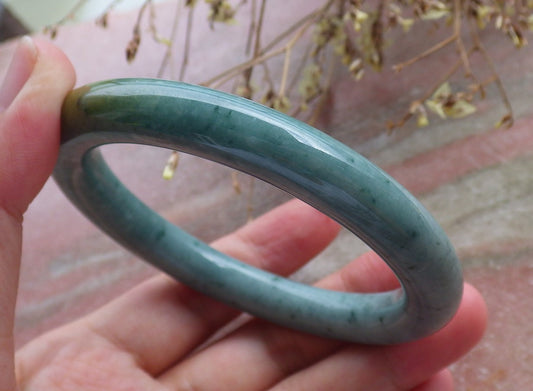 Certified Hand Carved Green Natural Myanmar Burma A JADE Jadeite Circle Bangle Bracelet 61mm