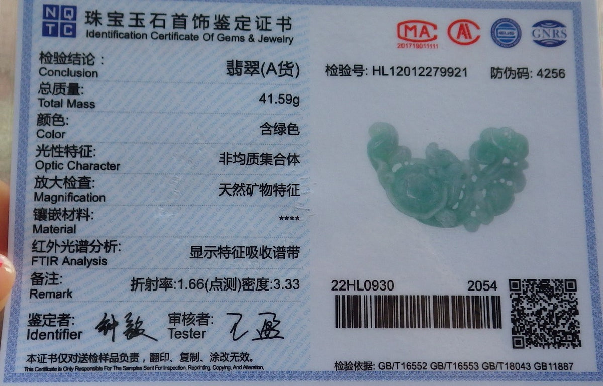 Certified Hand Carved Green Natural Myanmar Burma Grade A Jade Jadeite Dragon Turtle Ruyi Pendant Necklace