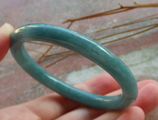 Certified Hand Carved Green Natural Myanmar Burma A JADE Circle Jadeite Bracelet Bangle 56mm