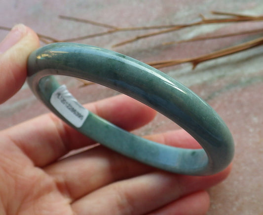 Certified Hand Carved Green Natural Myanmar Burma A JADE Circle Jadeite Bracelet Bangle 57mm