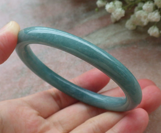 Certified Hand Carved Green 100% Natural Myanmar Burma A JADE Circle Jadeite Bracelet Bangle 56mm