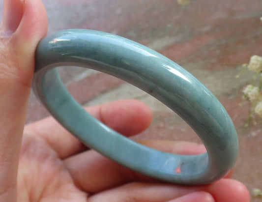 Certified Hand Carved Green Natural Myanmar Burma Grade A JADE Jadeite Circle Bangle Bracelet 57mm