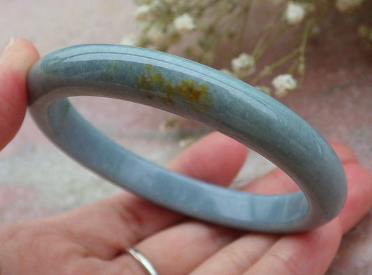 57mm Certified Hand Carved Green Natural Myanmar Burma Grade A JADE Jadeite Circle Bangle Bracelet