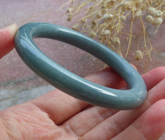 Certified Hand Carved Green 100% Natural Myanmar Burma A JADE Circle Jadeite Bracelet Bangle 54mm