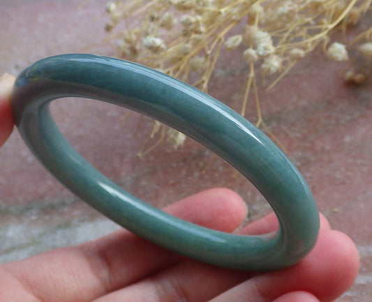 Certified Hand Carved Green 100% Natural Myanmar Burma A JADE Circle Jadeite Bracelet Bangle 54mm