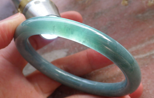 Certified Hand Carved Green Natural Myanmar Burma Grade A JADE Jadeite Circle Bangle Bracelet 57mm