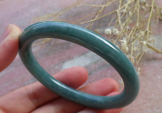 Certified Hand Carved Green Natural Burma A JADE Circle Jadeite Bangle Bracelet 55mm