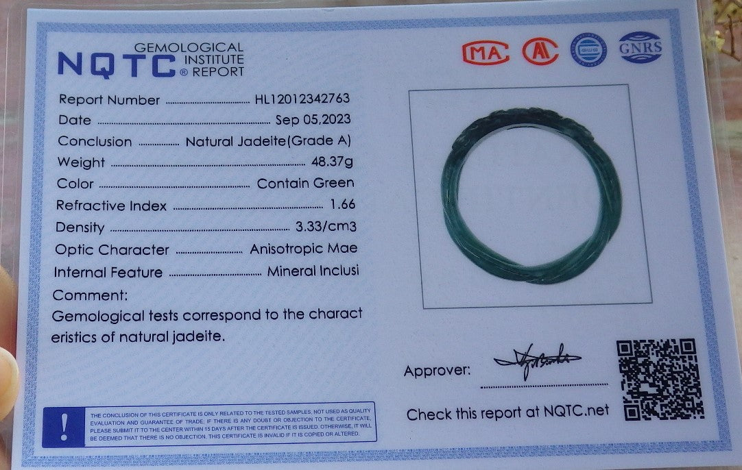 57mm Certified Hand Carved Natural A JADE Jadeite Rose Flower Circle Bangle Bracelet