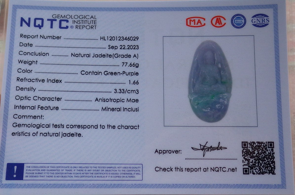 Certified Hand Carved Green Natural Myanmar Burma A Jade jadeite Sakyamuni Buddha God Spit Bead Pendant Necklace