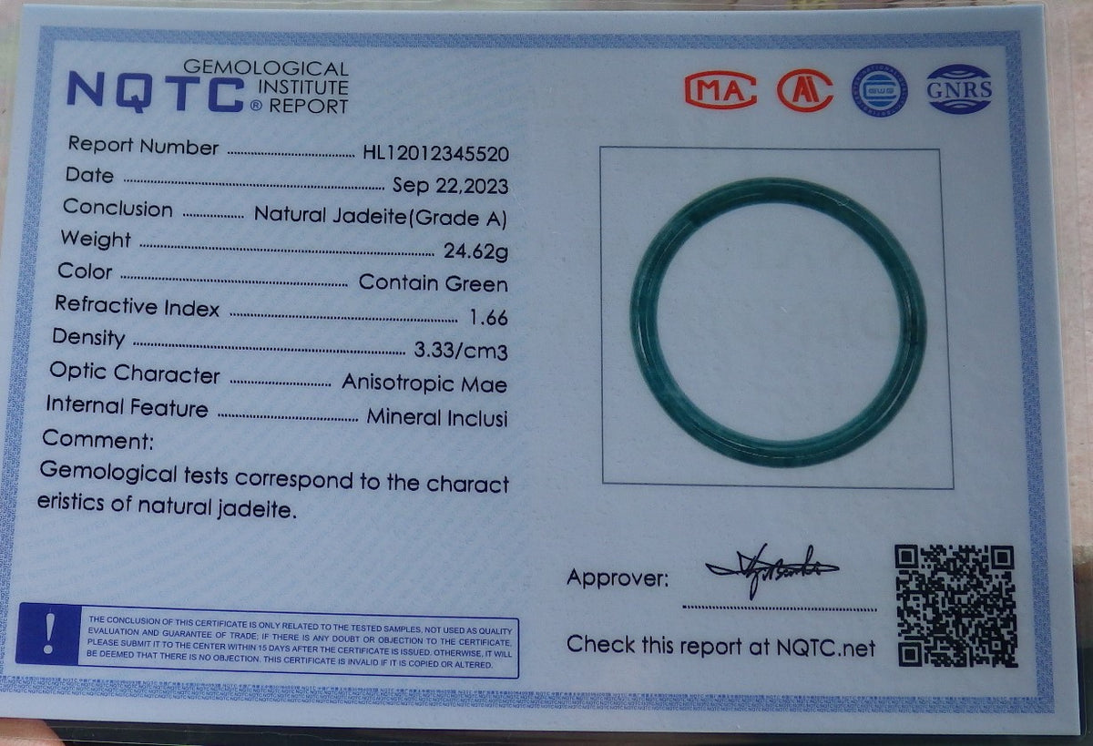 59mm Certified Hand Carved Green Natural A JADE Jadeite Circle Bangle Bracelet