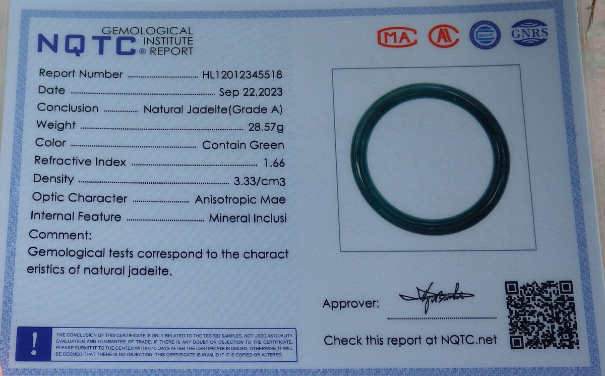 55mm Certified Hand Carved Icy Blue Water Green Natural A JADE Circle Jadeite Bangle Bracelet