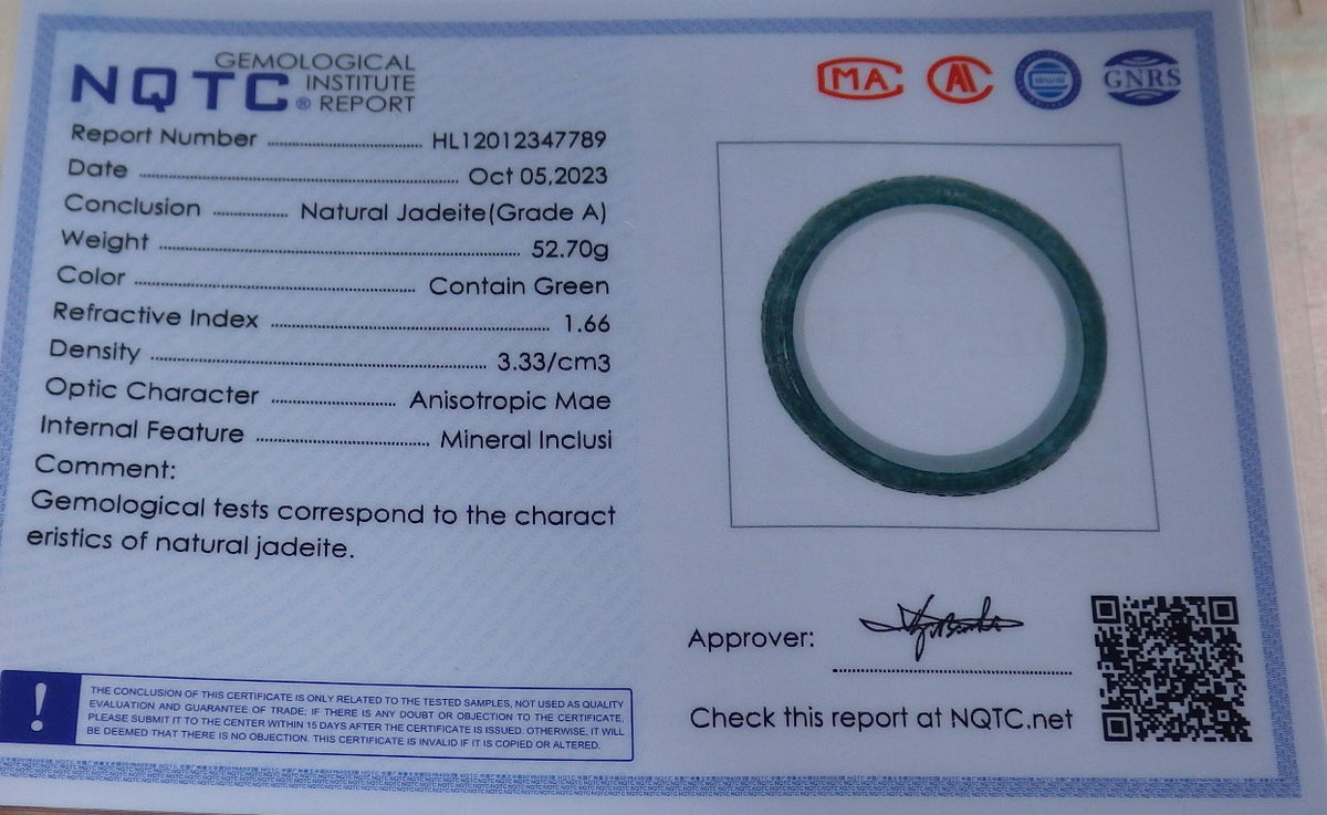 55mm Certified Hand Carved Blue Water Green Natural A JADE Jadeite Coin Longevity Circle Bangle Bracelet