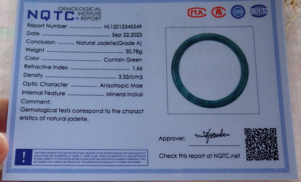 57mm Certified Hand Carved Green Natural A JADE Circle Jadeite Bracelet Bangle