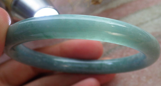 54mm Certified Hand Carved Green Natural A JADE Circle Jadeite Bangle Bracelet