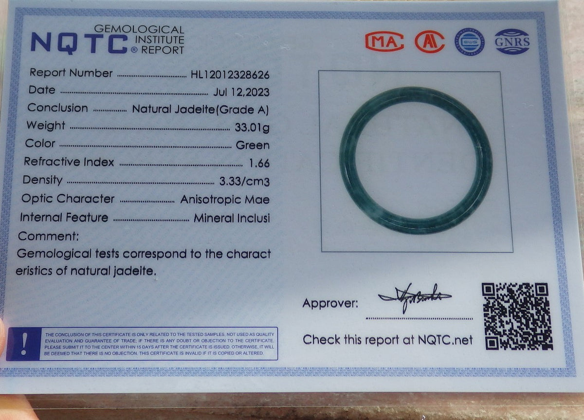 58mm Certified Hand Carved Natural A JADE Circle Jadeite Bracelet Bangle