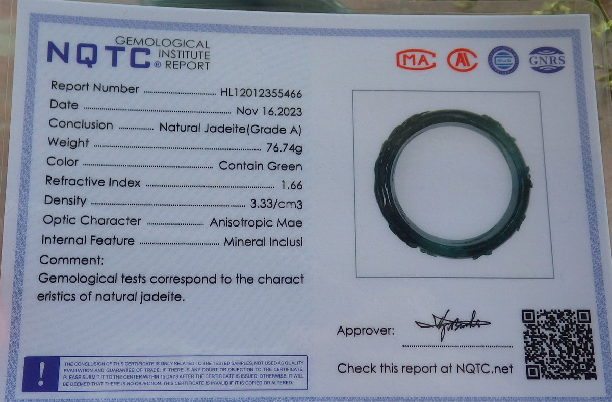 65mm Certified Hand Carved Natural A JADE Jadeite Fox Flower Circle Bangle Bracelet