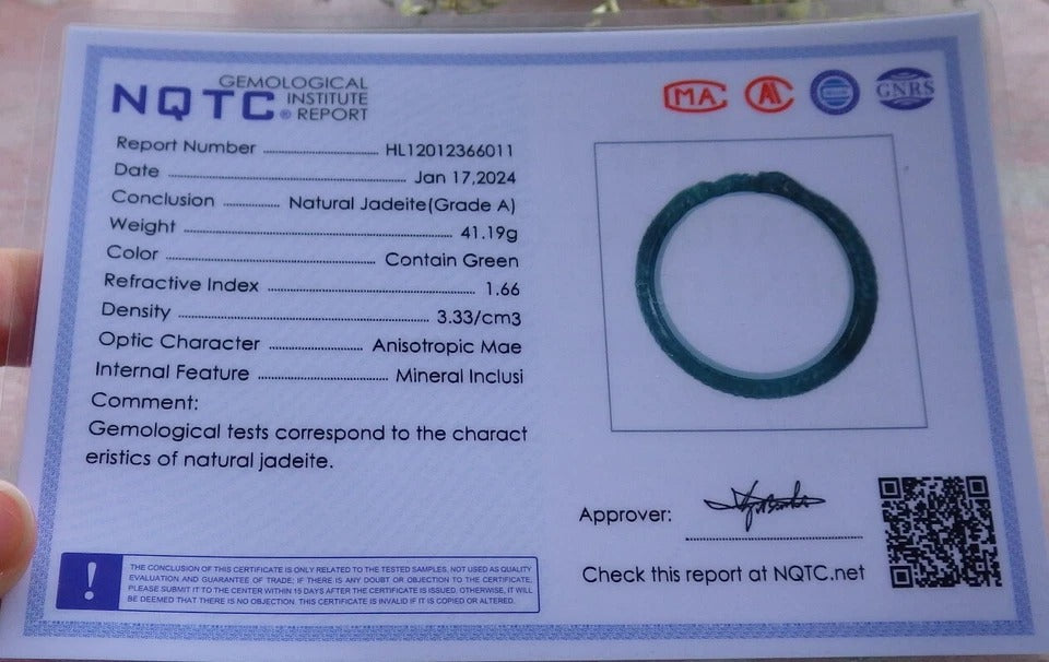 60mm Certified Hand Carved Green Natural A JADE Jadeite Snake Circle Bangle Bracelet