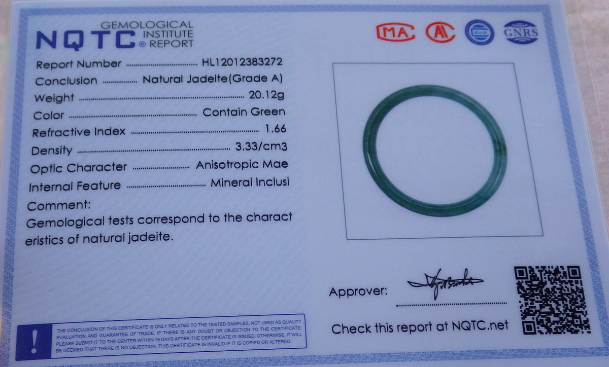 55mm Certified Hand Carved Green Natural A JADE Circle Jadeite Bangle Bracelet