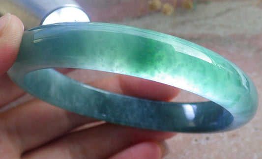 Certified Hand Carved Natural Myanmar Burma A JADE Circle Jadeite Bracelet Bangle 59mm