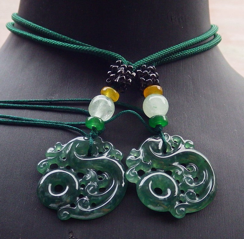 Certified Hand Carved Natural Grade A Jade jadeite Ring and Pendant