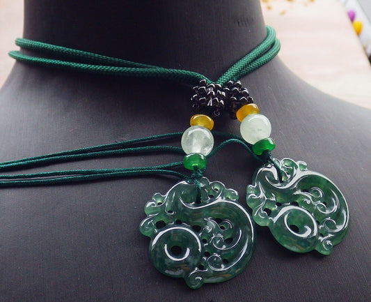 Certified Hand Carved Natural Grade A Jade jadeite Ring and Pendant