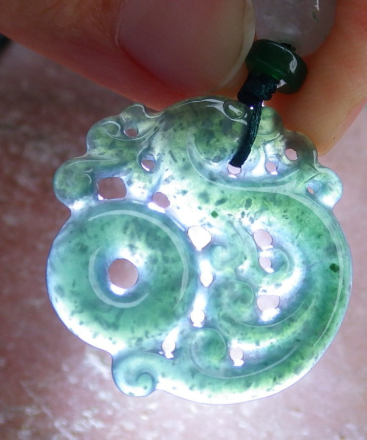 Certified Hand Carved Natural Grade A Jade jadeite Ring and Pendant