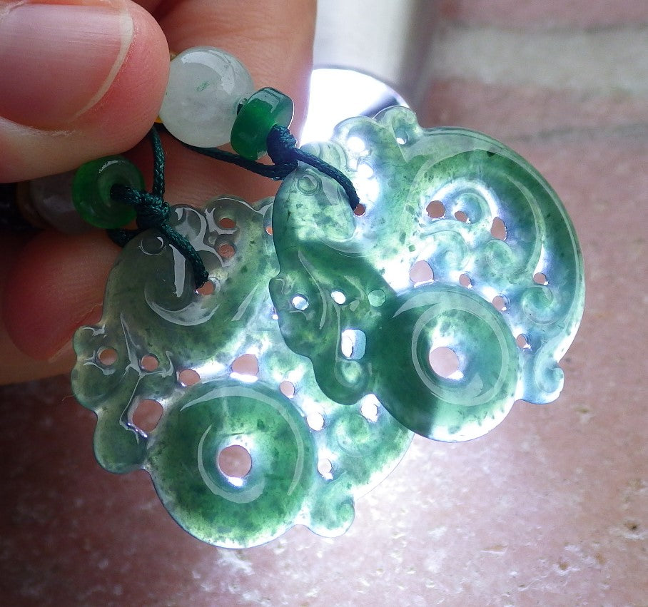 Certified Hand Carved Natural Grade A Jade jadeite Ring and Pendant