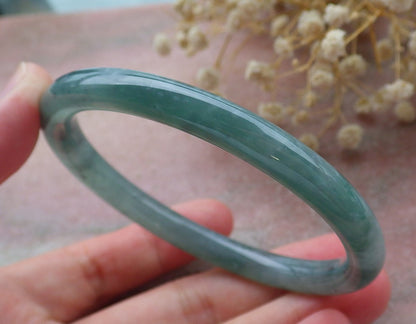Certified Hand Carved Green Natural Myanmar Burma A JADE Jadeite Circle Bangle Bracelet 59mm