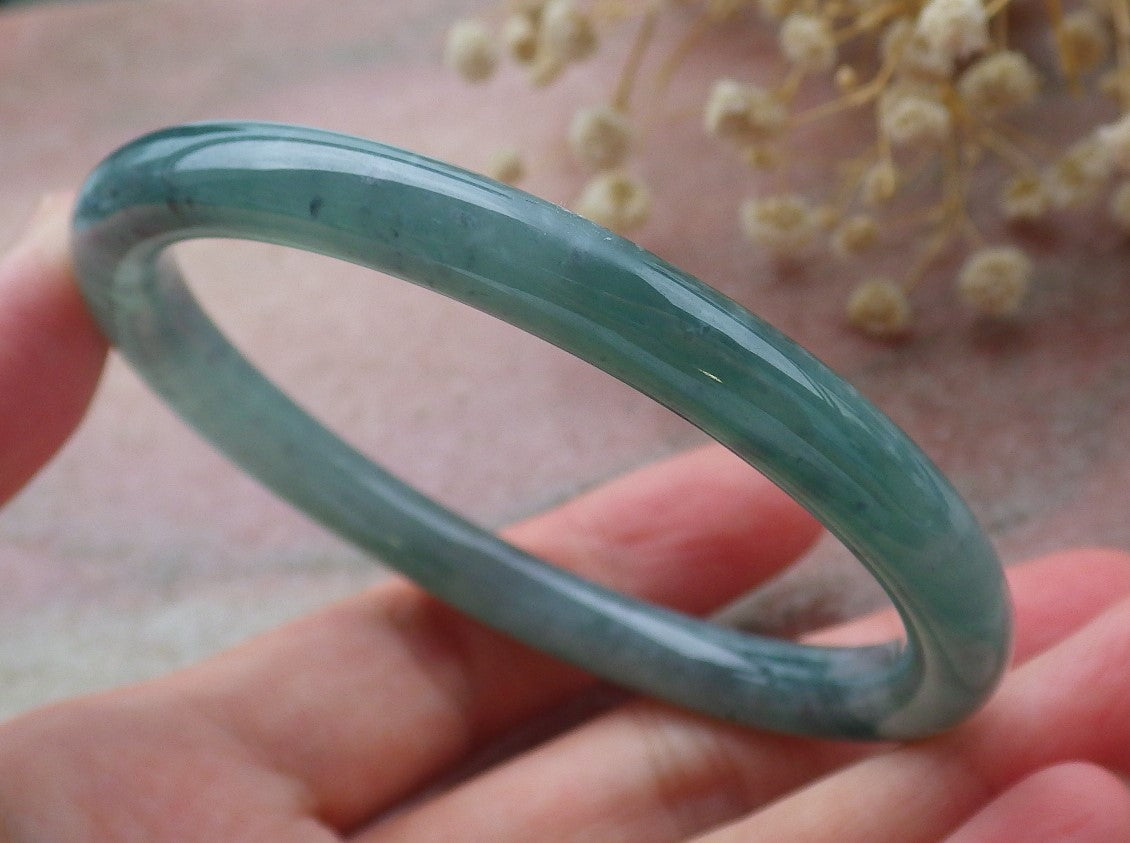 Certified Hand Carved Green Natural Myanmar Burma A JADE Jadeite Circle Bangle Bracelet 59mm