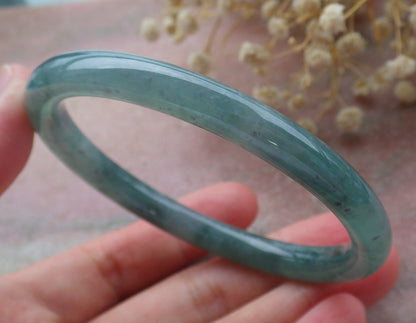 Certified Hand Carved Green Natural Myanmar Burma A JADE Jadeite Circle Bangle Bracelet 59mm