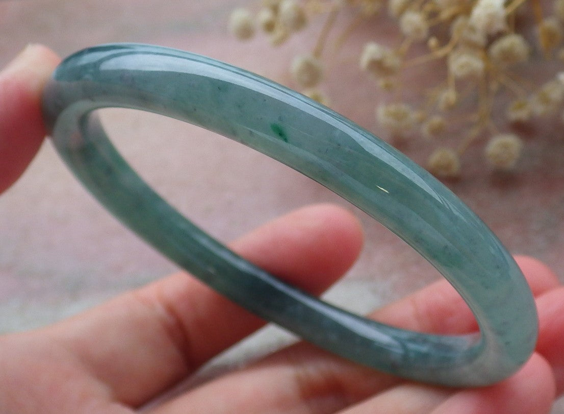 Certified Hand Carved Green Natural Myanmar Burma A JADE Jadeite Circle Bangle Bracelet 59mm
