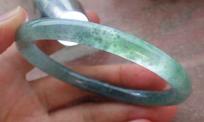 Certified Hand Carved Green Natural Myanmar Burma A JADE Jadeite Circle Bangle Bracelet 59mm