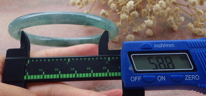 Certified Hand Carved Green Natural Myanmar Burma A JADE Jadeite Circle Bangle Bracelet 59mm