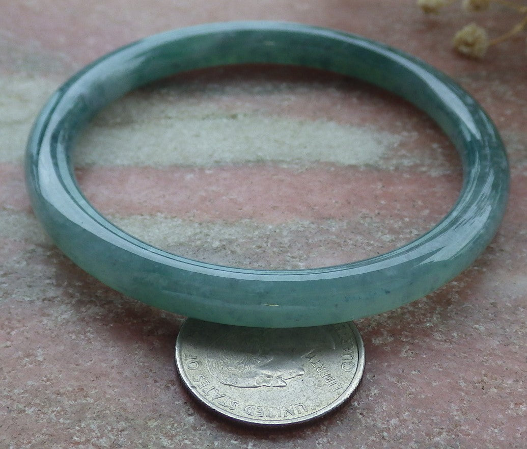 Certified Hand Carved Green Natural Myanmar Burma A JADE Jadeite Circle Bangle Bracelet 59mm