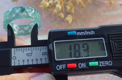 Certified Hand Carved Natural Blue Water Green Myanmar Burma Grade A Jade jadeite Two Ring
