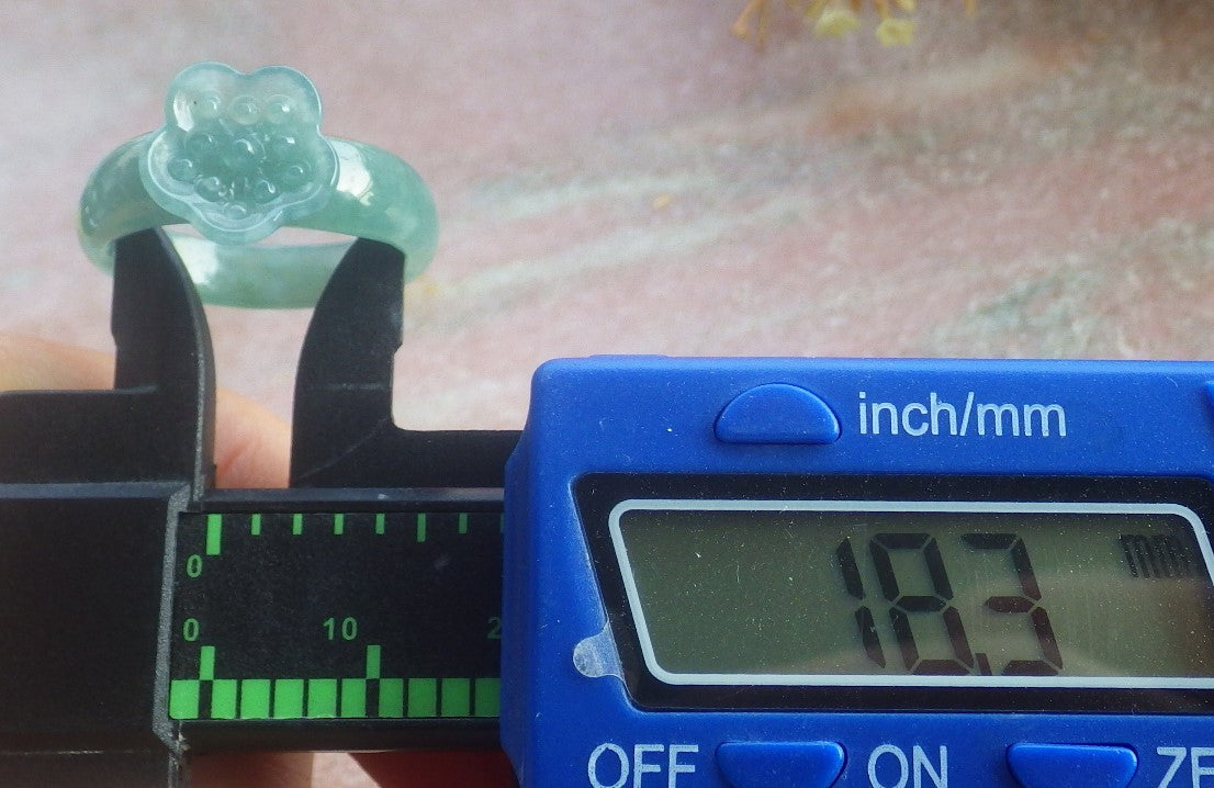 Certified Hand Carved Natural Blue Water Green Myanmar Burma Grade A Jade jadeite Two Ring