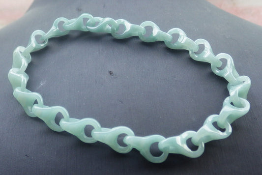 Certified Hand Carved Icy Green Natural Myanmar Burma A Jade Jadeite Hook Ring Bead Beads Bracelet