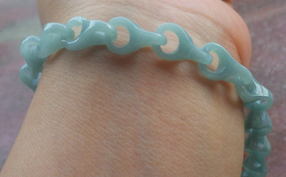 Certified Hand Carved Icy Green Natural Myanmar Burma A Jade Jadeite Hook Ring Bead Beads Bracelet