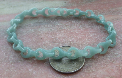 Certified Hand Carved Icy Green Natural Myanmar Burma A Jade Jadeite Hook Ring Bead Beads Bracelet