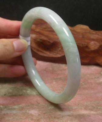 Certified Hand Carved Lavender Green 100% Natural Myanmar Burma A Jade Jadeite Circle Round Bangle Bracelet 61mm