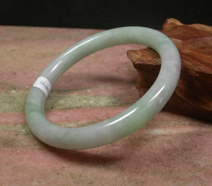 Certified Hand Carved Lavender Green 100% Natural Myanmar Burma A Jade Jadeite Circle Round Bangle Bracelet 61mm