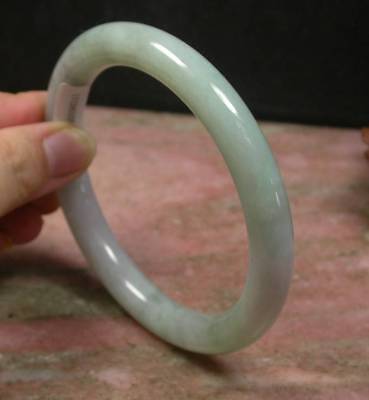 Certified Hand Carved Lavender Green 100% Natural Myanmar Burma A Jade Jadeite Circle Round Bangle Bracelet 61mm